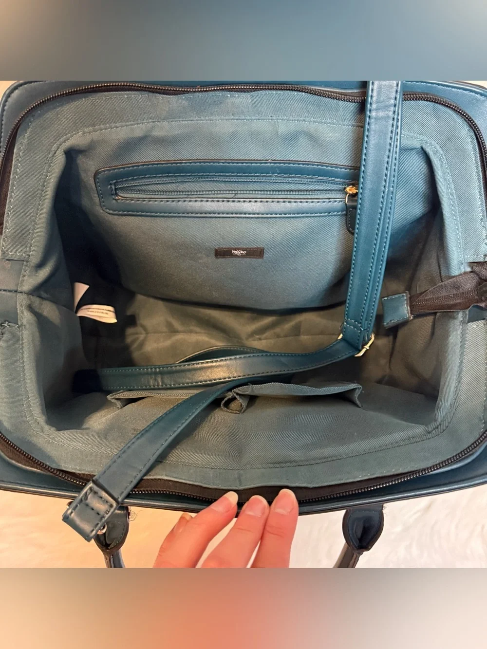 Mossimo Target Teal Vegan Leather Structured Bag Crossbody Purse Work Bag